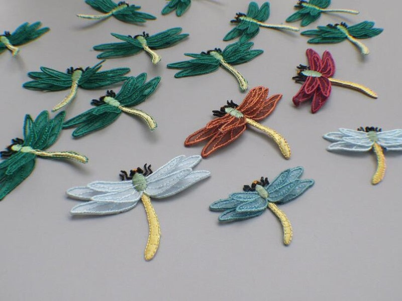 Ten Dragonfly Appliqué Iron On Patches