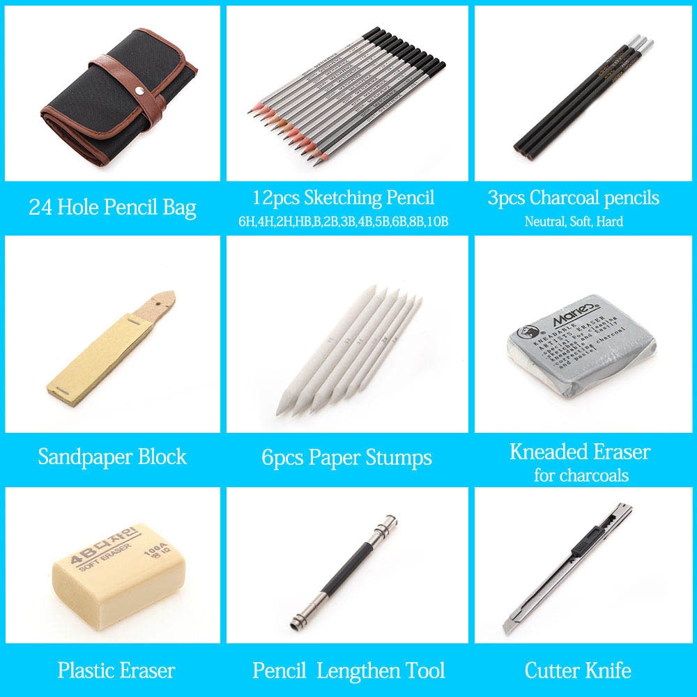 27/39pcs Professional Sketch Tool and Pencil Kits