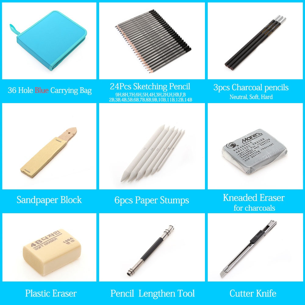 27/39pcs Professional Sketch Tool and Pencil Kits
