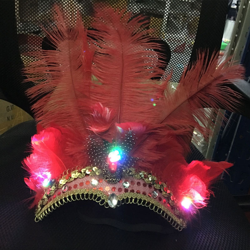 LED Light Carnival Feather Headband Mardi Gras Costume