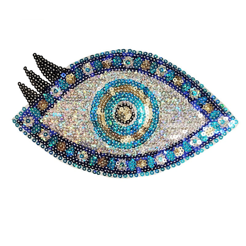 Evil Eye Iron On Sequin Patches