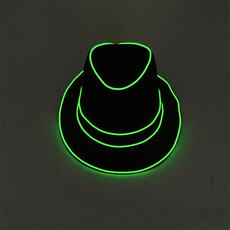 LED Light Up Jazz Hat and Ties Glow Neon Party Costumes
