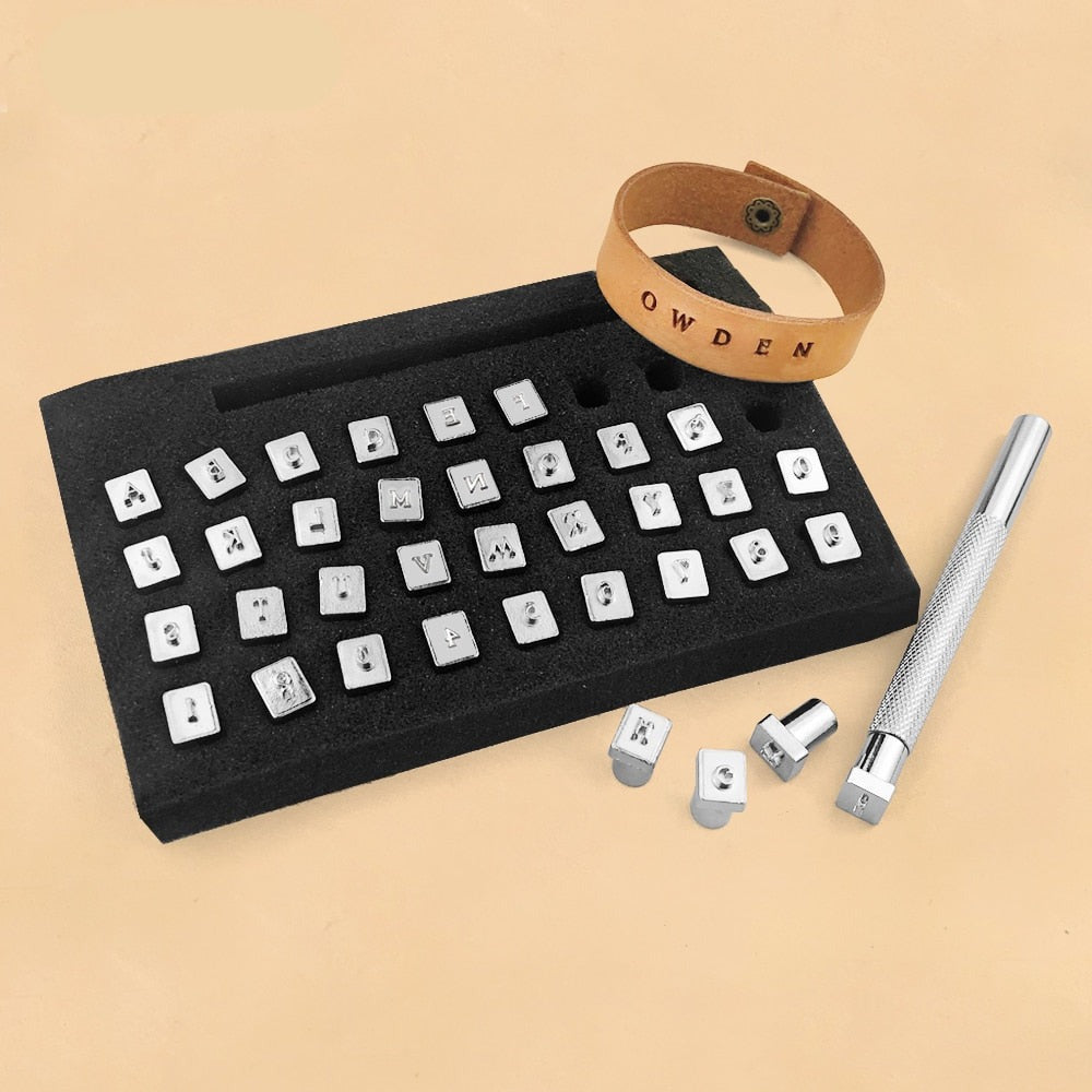 37Pcs Leather Craft Alphabet Number Stamping Tool Set Leather Engraving Stamps
