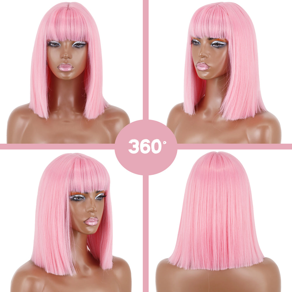 Short Straight Wigs with Bangs
