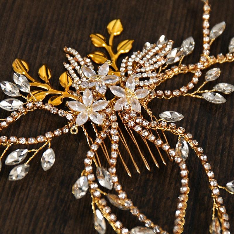 Pearl Crystal Flower Wedding Tassel Hair Combs