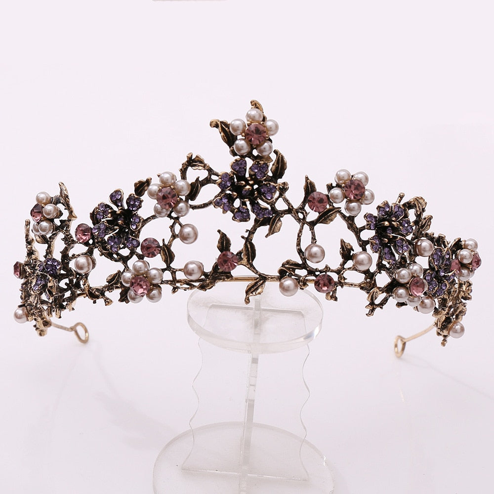 Duchess Delilah Baroque Crystal Pearls Tiaras