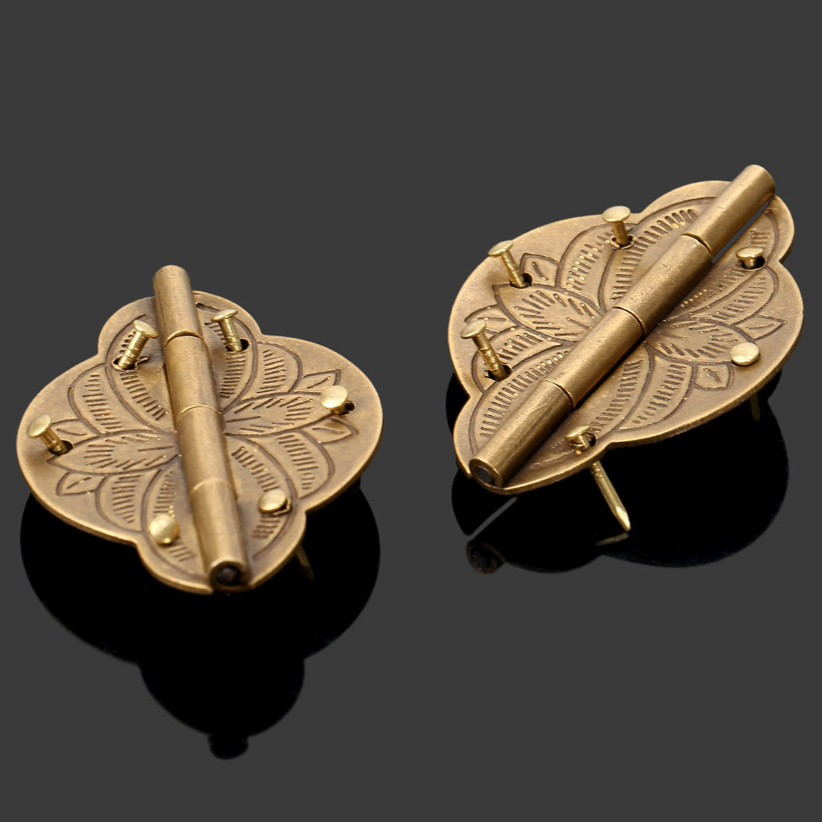 2Pcs Brass Hinges Cabinet Cupboard Door Treasure Box Decorative Hinges