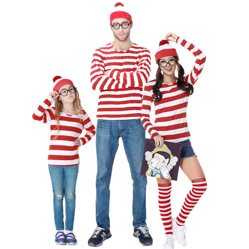 Where's Wally Costume Book Week Outfit Stripe Shirt Hat Glasses