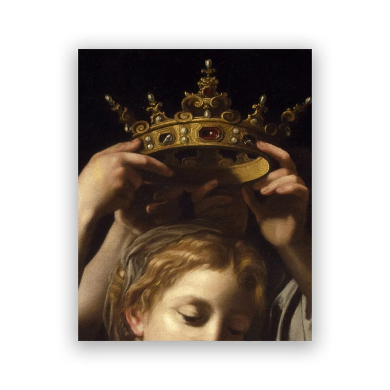 Crowned Portrait Altered Art Prints Vintage Poster Eclectic Gallery Wall Art Canvas