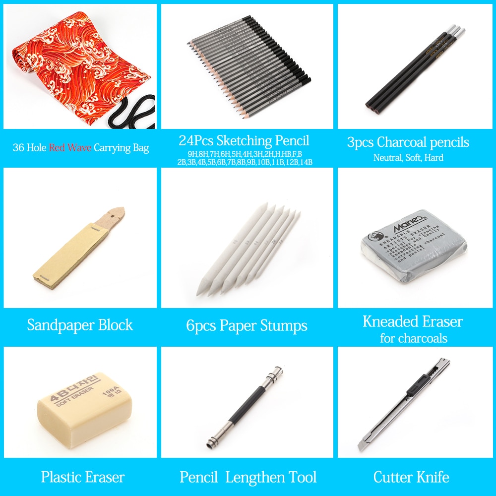 27/39pcs Professional Sketch Tool and Pencil Kits