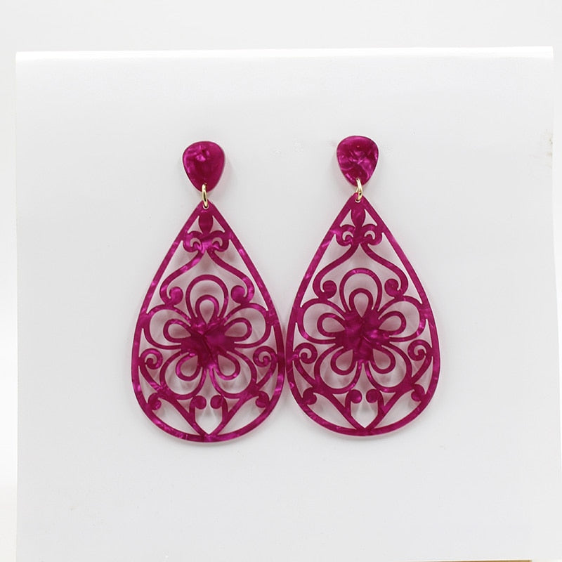Brincos Flamencos Acetic Acid Plate Colourful Teardrop Earrings