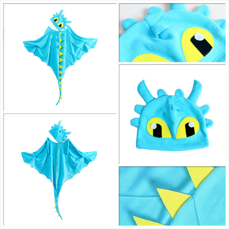 Toothless Dragon Costume Warm Fleece Cloak and Hat