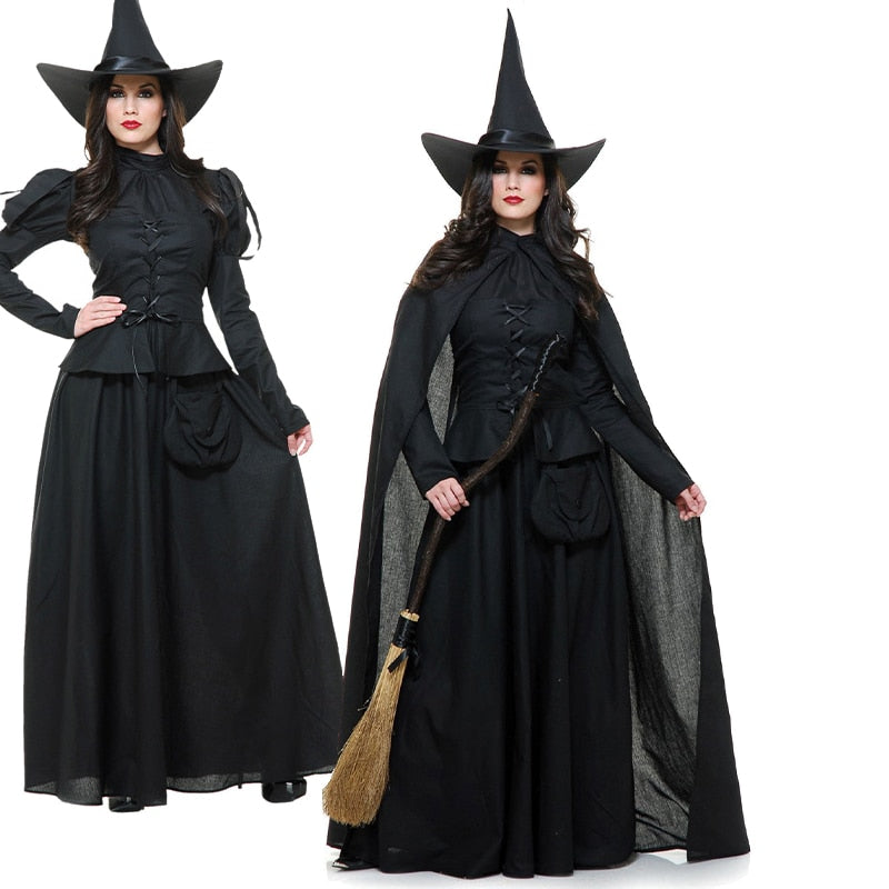 Evil Witch Queen Halloween Costume Medieval Gothic Enchantress Cosplay