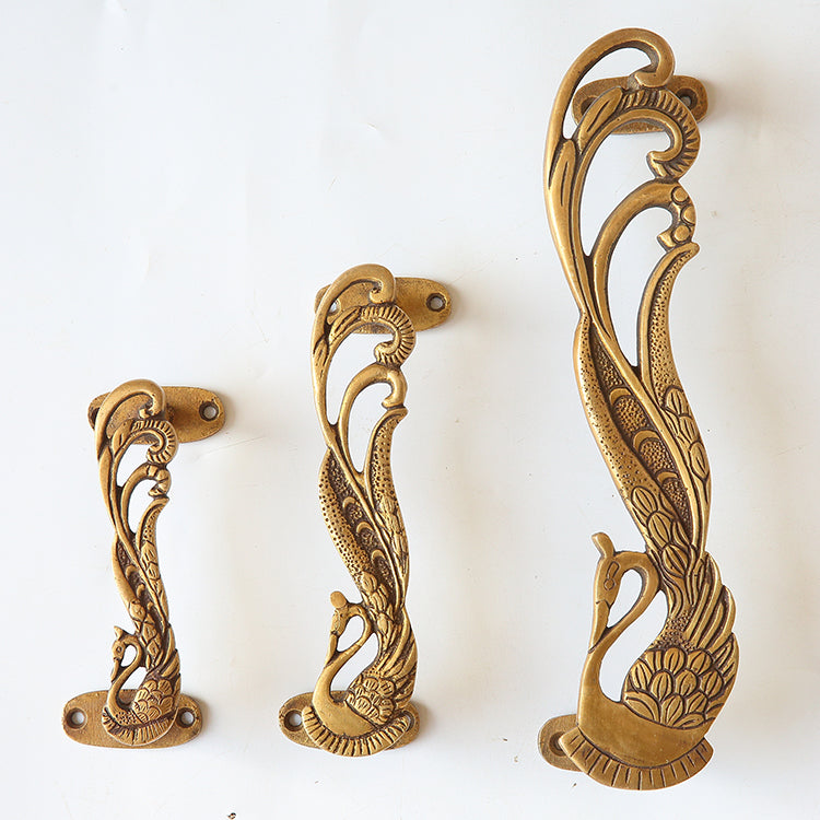 Peacock Handcrafted Brass Door Handle Pull