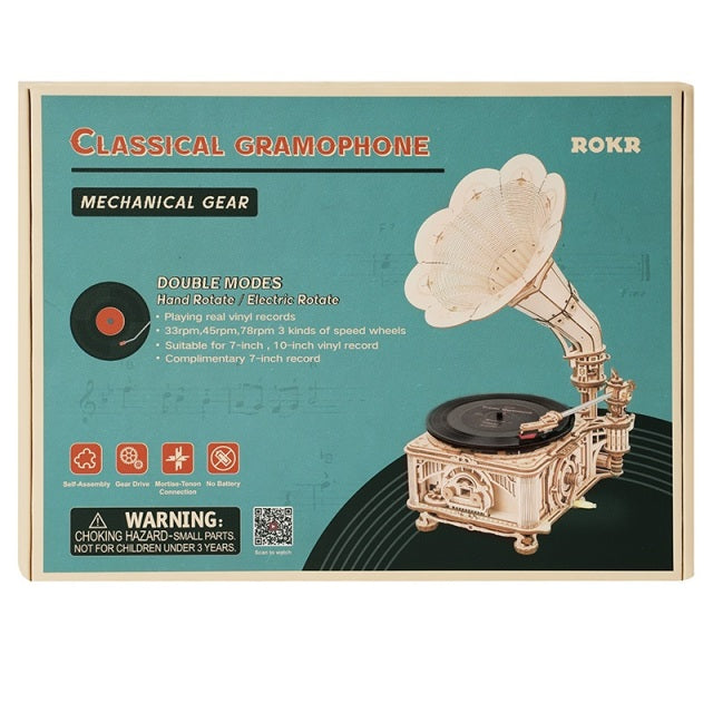 DIY Hand Crank Gramophone Wooden Model Kits