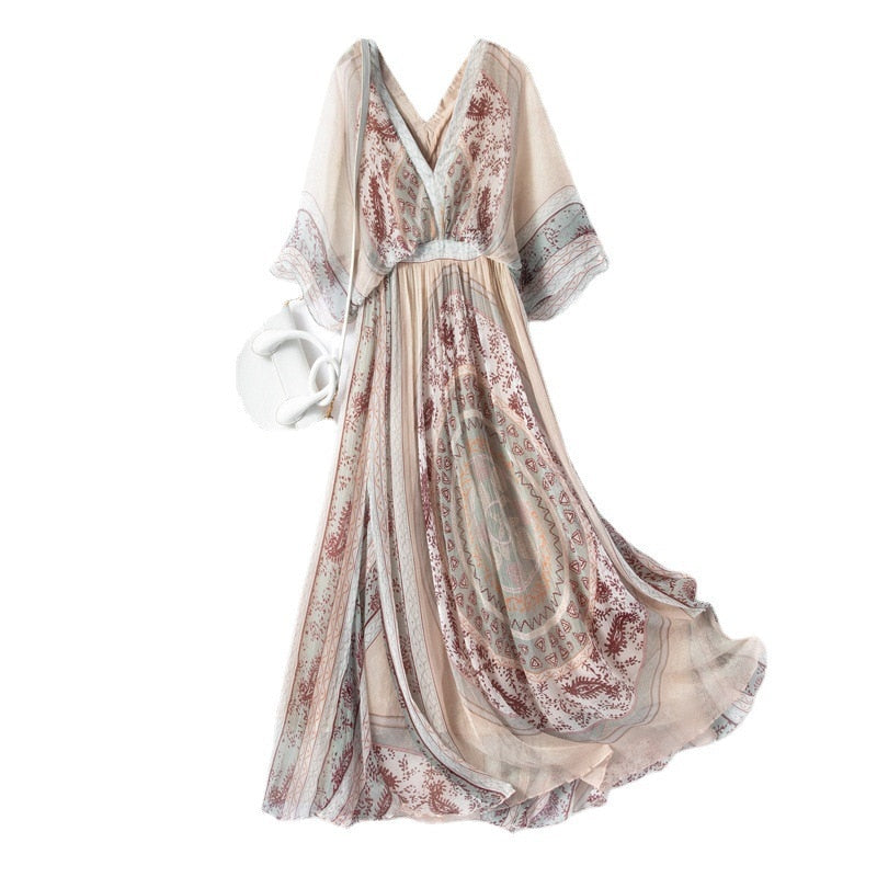 Mulberry Silk Summer Floral Dress
