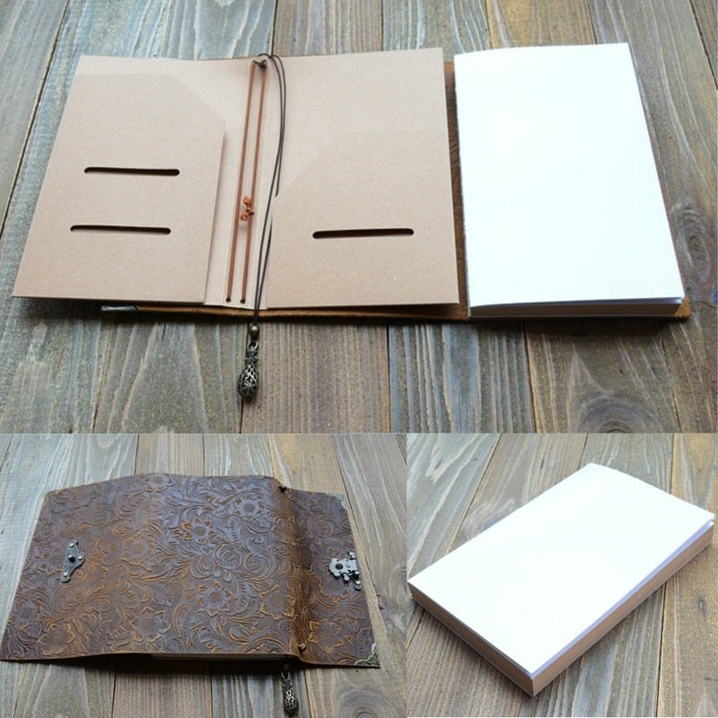 Lock and Key Embossed Pattern Faux Leather Notebook