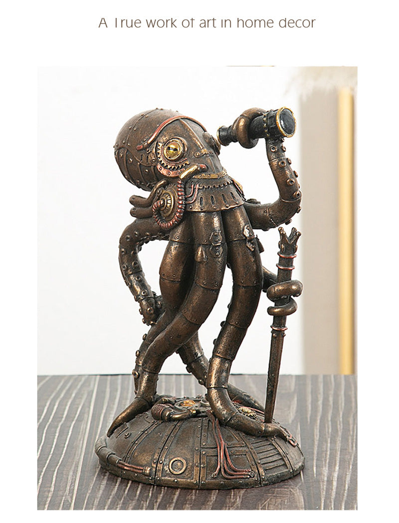 Steampunk Cthulhu Octopus Resin Statue Sculpture Home Decor