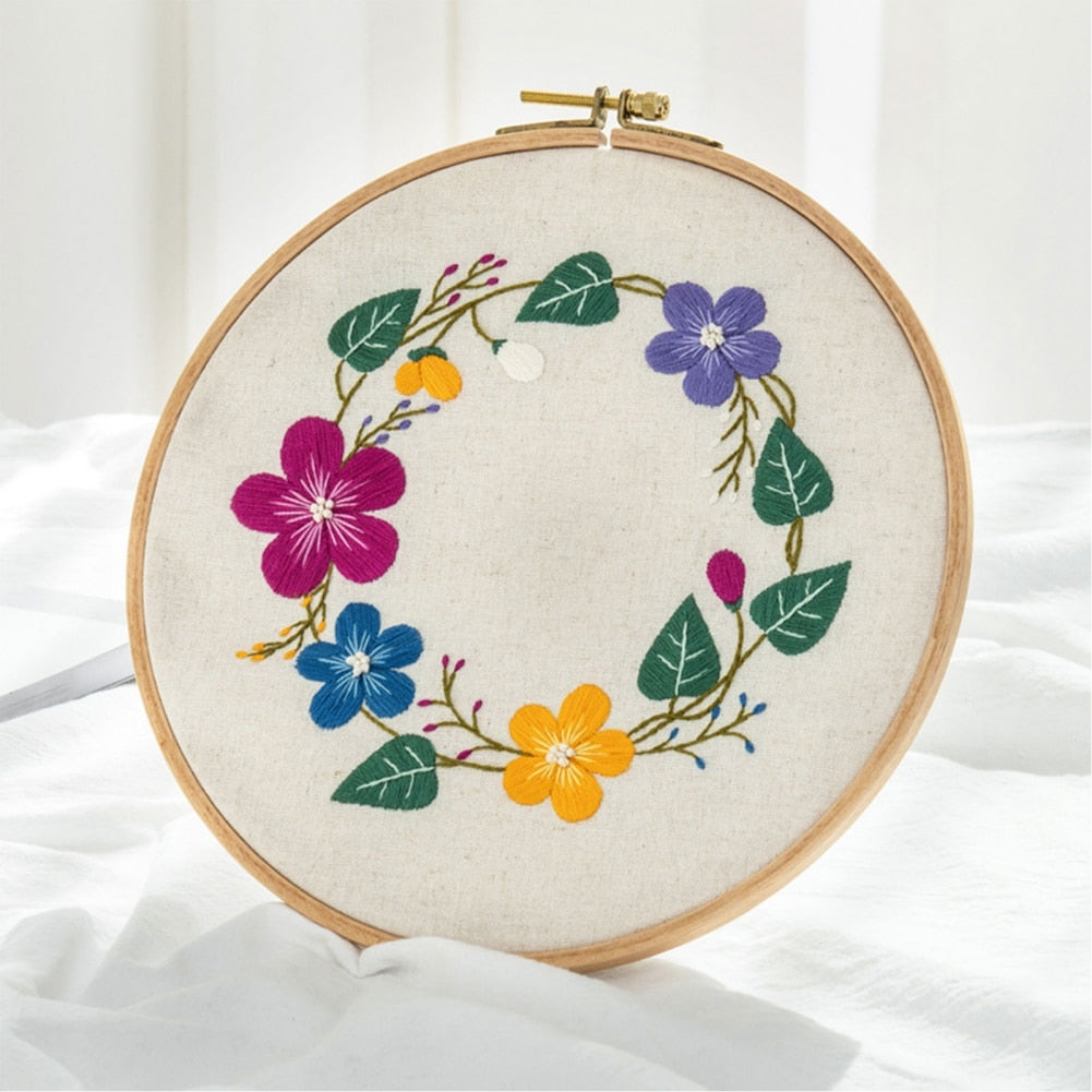 Meadow Flowers Embroidery Starter Kit With Pattern and Instructions and Hoop