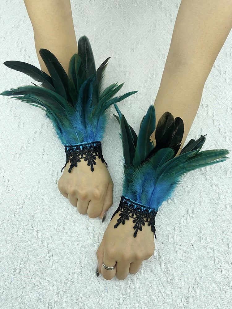Natural Feather Wrist Cuffs
