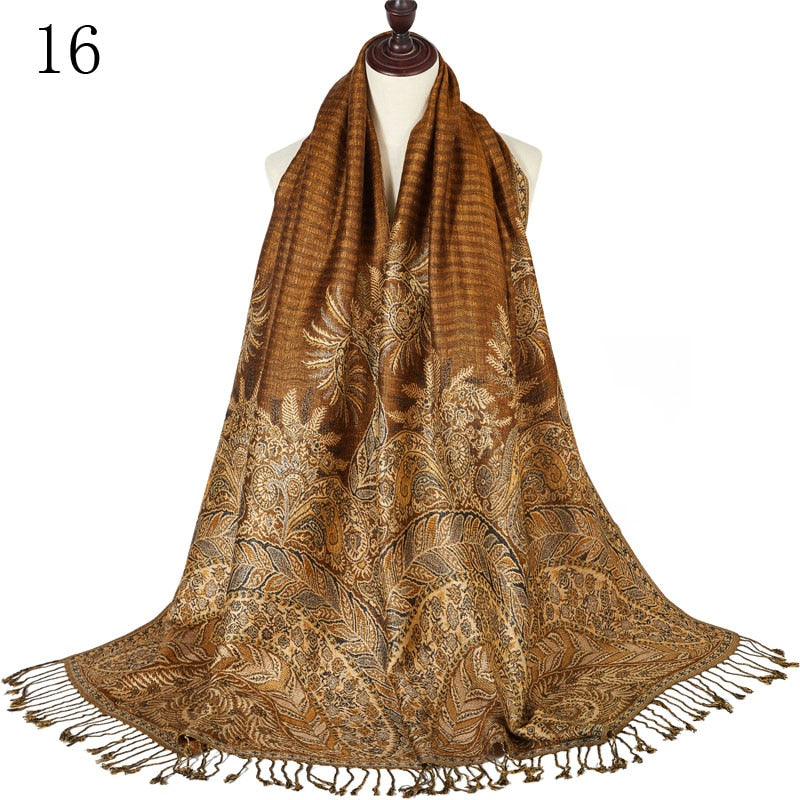 Pashmina Paisley Large Silk Scarf Wrap