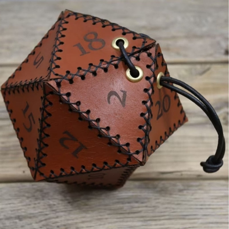 Luck Hoarder PU Leather Polygonal Drawstring Dice Bag