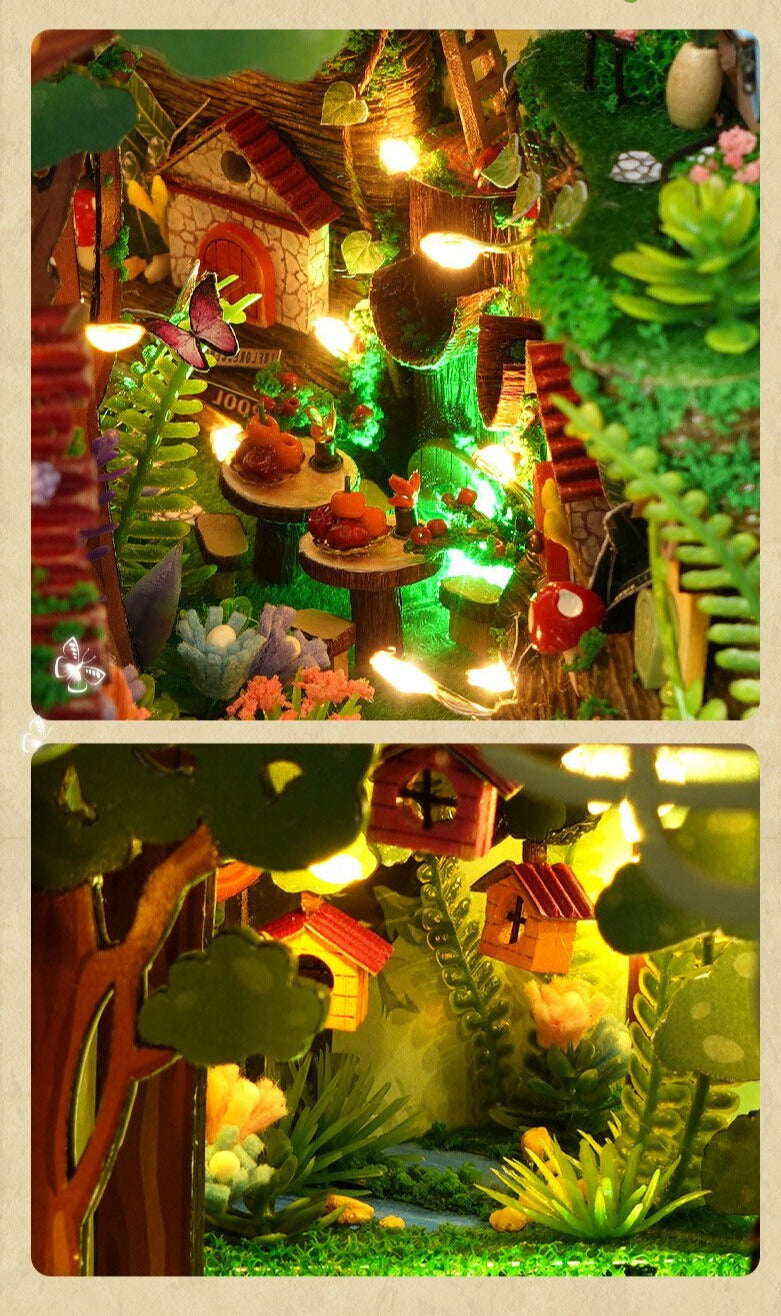 Firefly Forest DIY Kit Book Nook Dollhouse Model Wooden Miniature House with Furniture