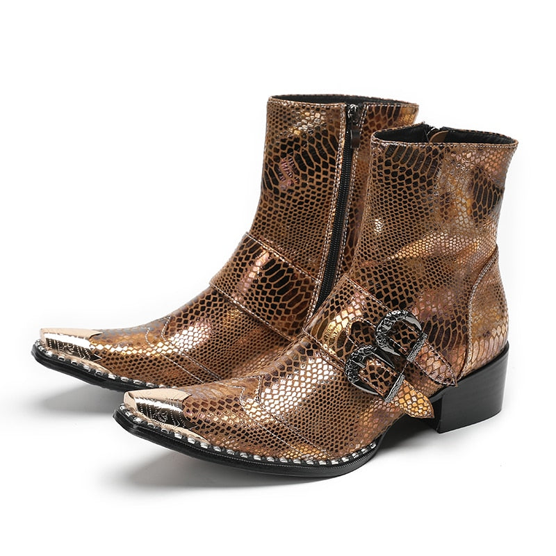 Max’s Genuine Leather, Buckle and Strap, Metal Tipped Western Boots