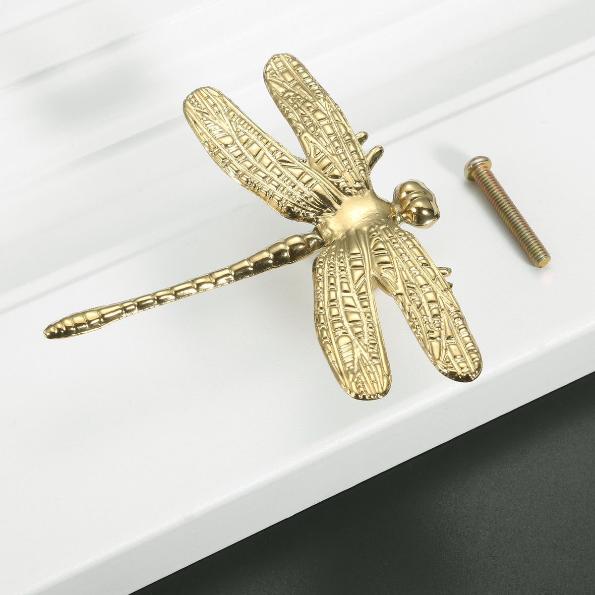 Brass Dragonfly and Feather Furniture Door Handles and Knobs