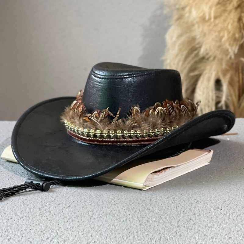 Western Cowperson Faux Leather Hat