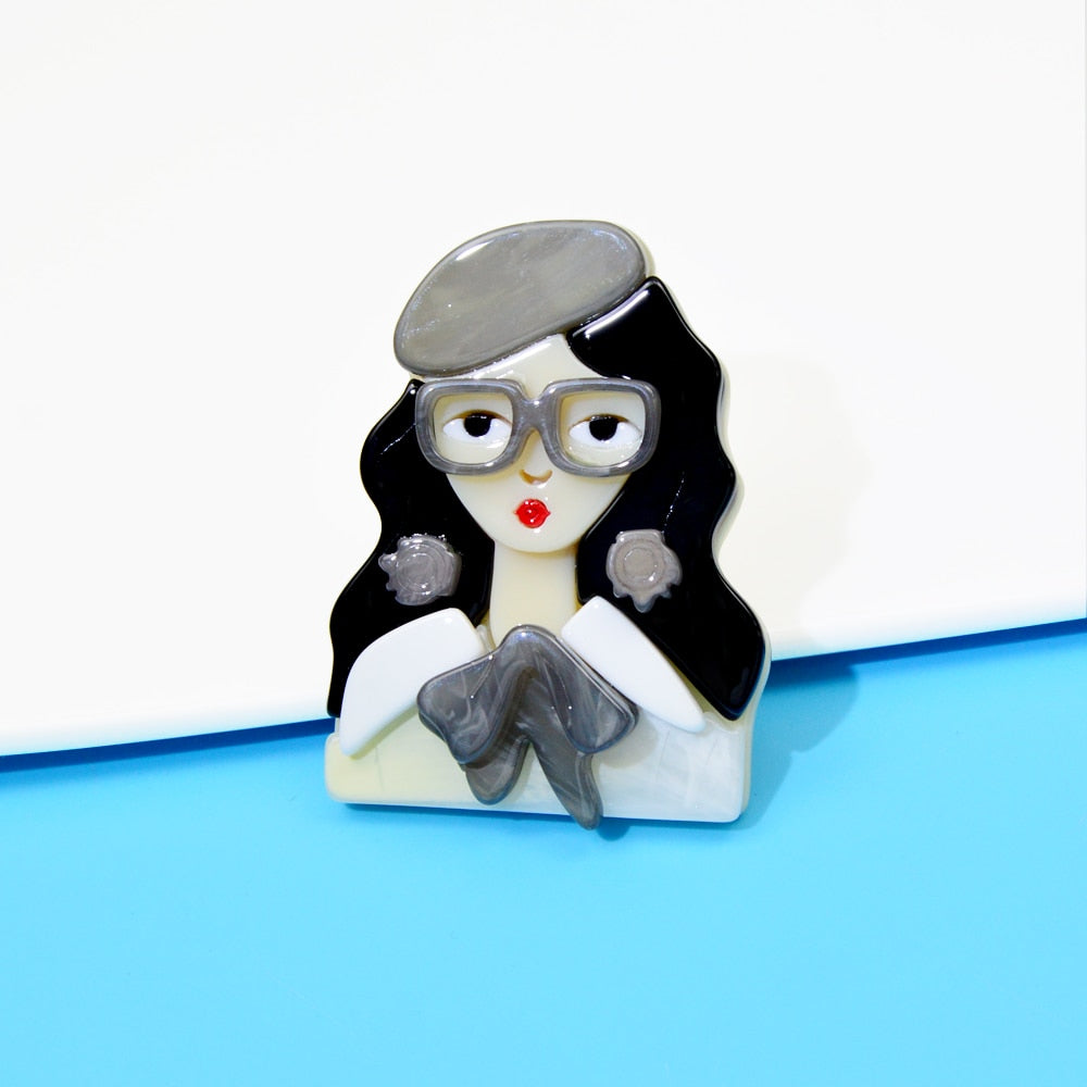 Woodland Fleur Acrylic Brooches 6 Colours Available