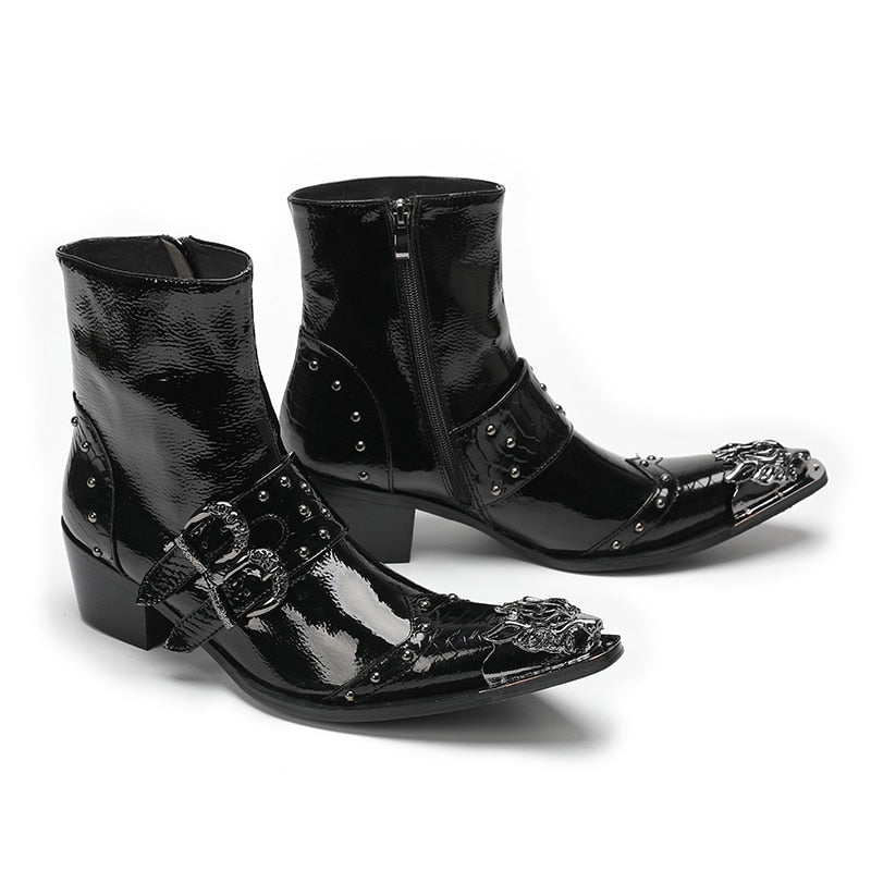 Max’s Genuine Leather, Buckle and Strap, Metal Tipped Western Boots