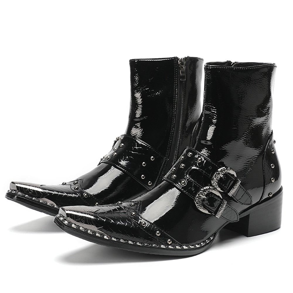 Max’s Genuine Leather, Buckle and Strap, Metal Tipped Western Boots