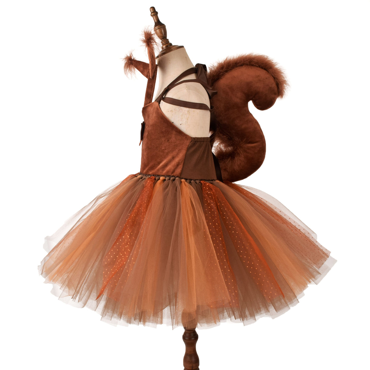 Squirrel Tutu Dress Kids Halloween Costume Ears Headband Tail Set