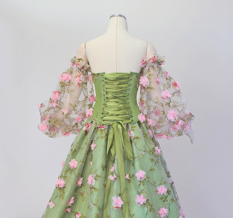 Spring Flowers Removable Puff Sleeves