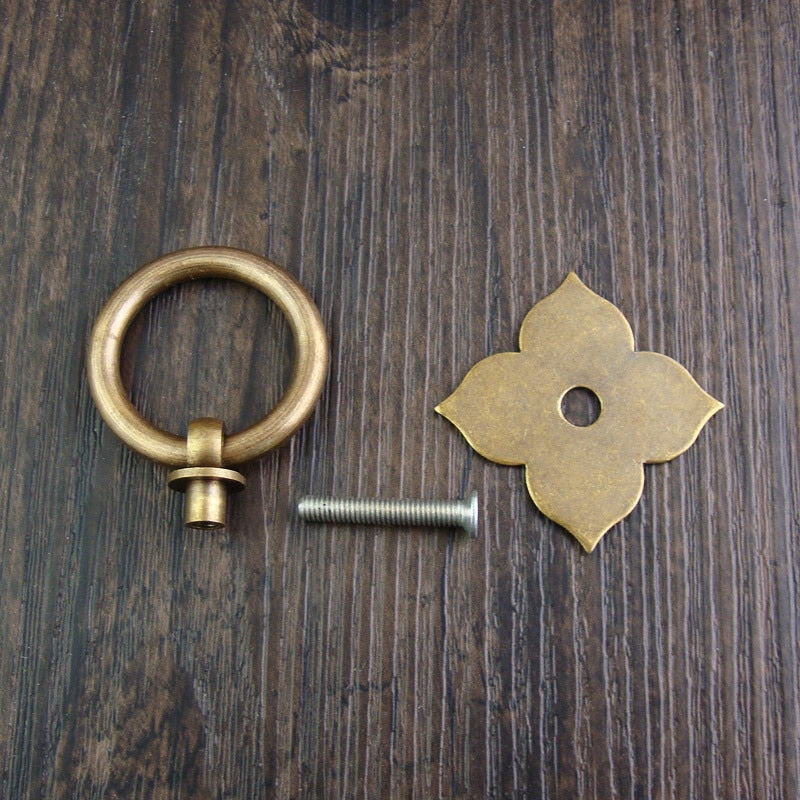 Brass Four Leaf Cabinet Drawer Pulls Hardware