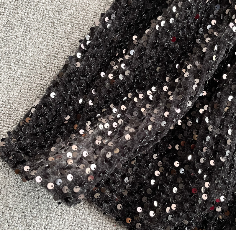 Cyber Queen Sparkly Sequins Maxi Skirt