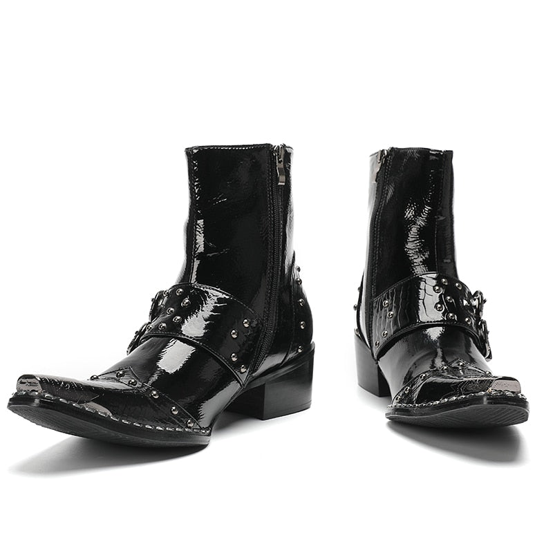 Max’s Genuine Leather, Buckle and Strap, Metal Tipped Western Boots