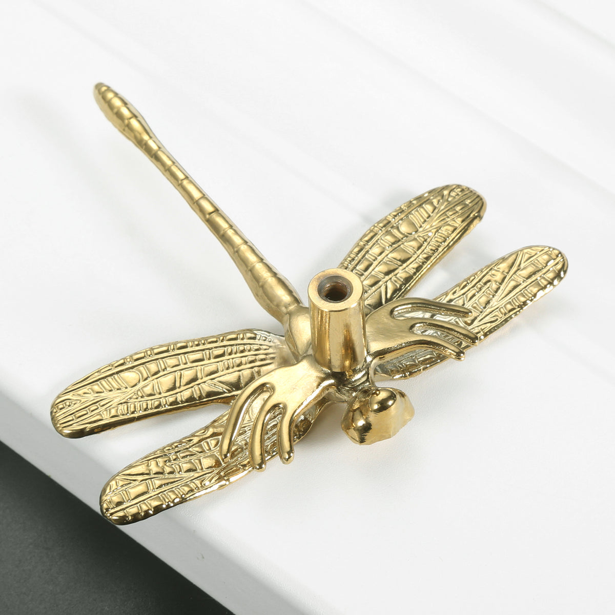 Brass Dragonfly and Feather Furniture Door Handles and Knobs