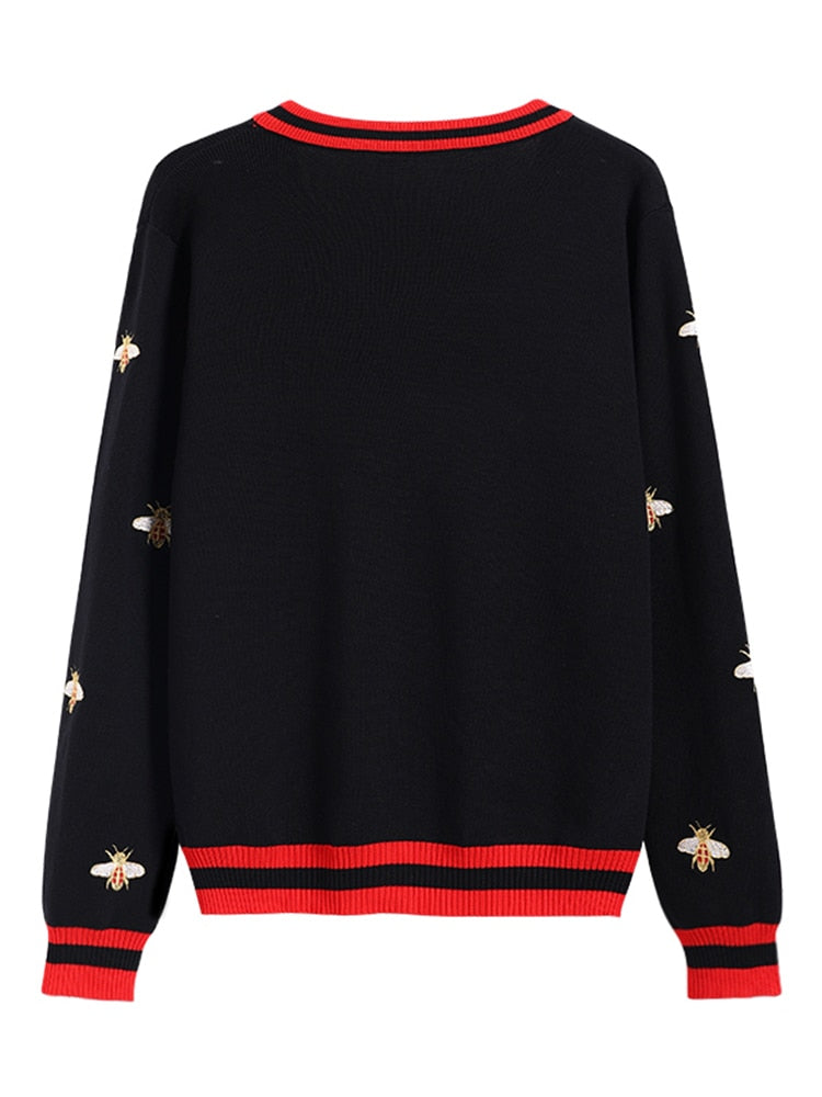 Preppy Bee Embroidered Cardigan