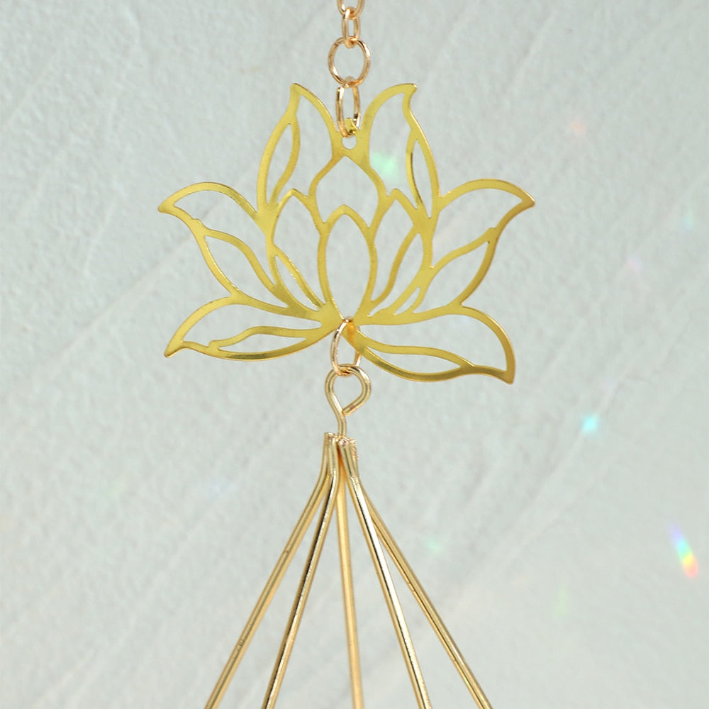 Air Plant Holder Lotus Planter Hanger with Crystal Chain
