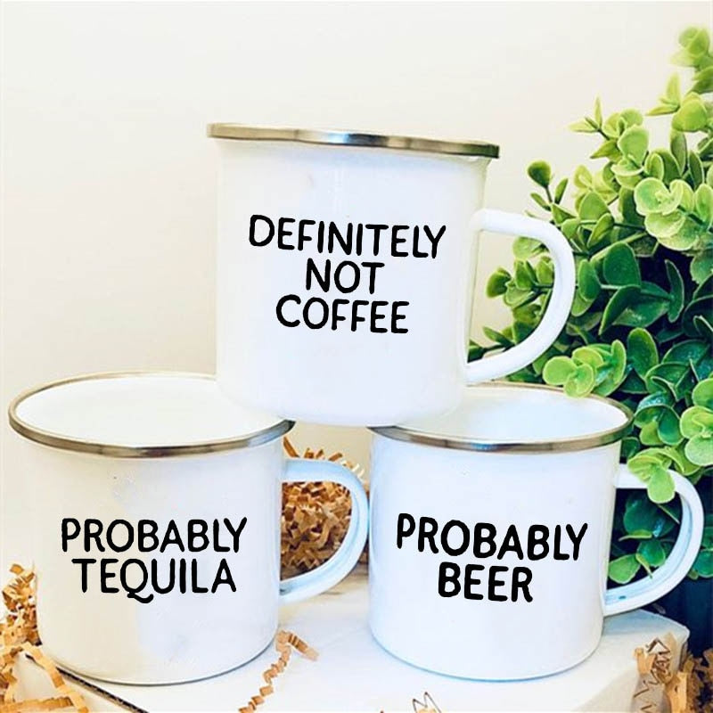Definitely Not Coffee Enamel Mugs