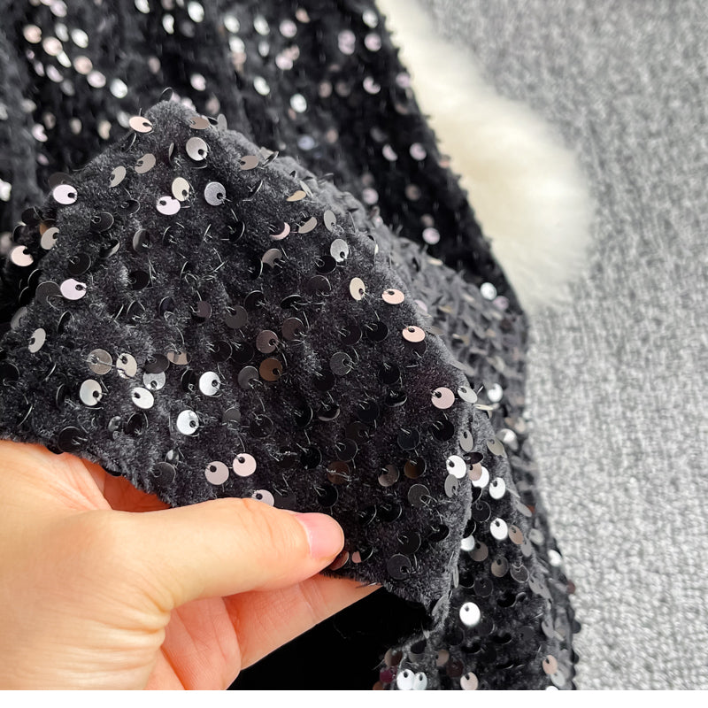 Cyber Queen Sparkly Sequins Maxi Skirt