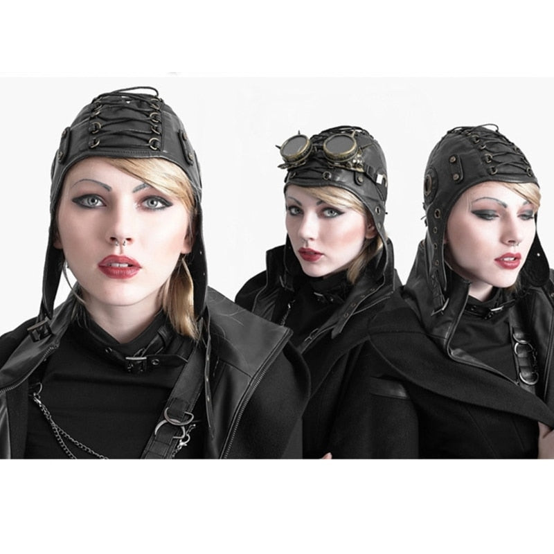 Punk Trapper Hat With Goggles Steampunk Earflap Bomber Hat