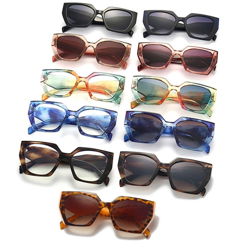 Rainbow Cats Eye Polygon Sunglasses