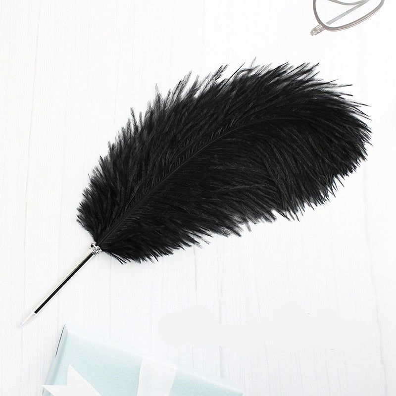 Ostrich Feather Quill Ballpoint Pen 11 Colours