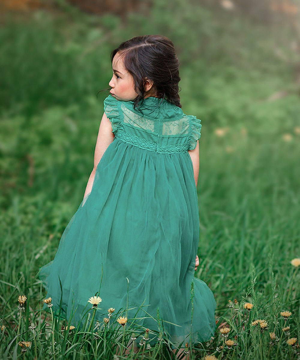 Girls Summer Flower Tulle Lace Dress Photoshoot Dress