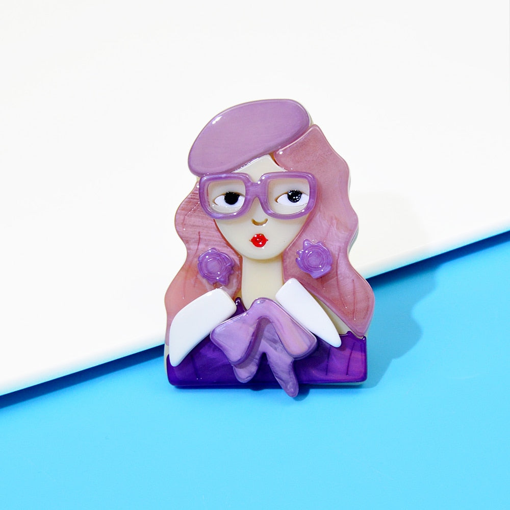 Woodland Fleur Acrylic Brooches 6 Colours Available