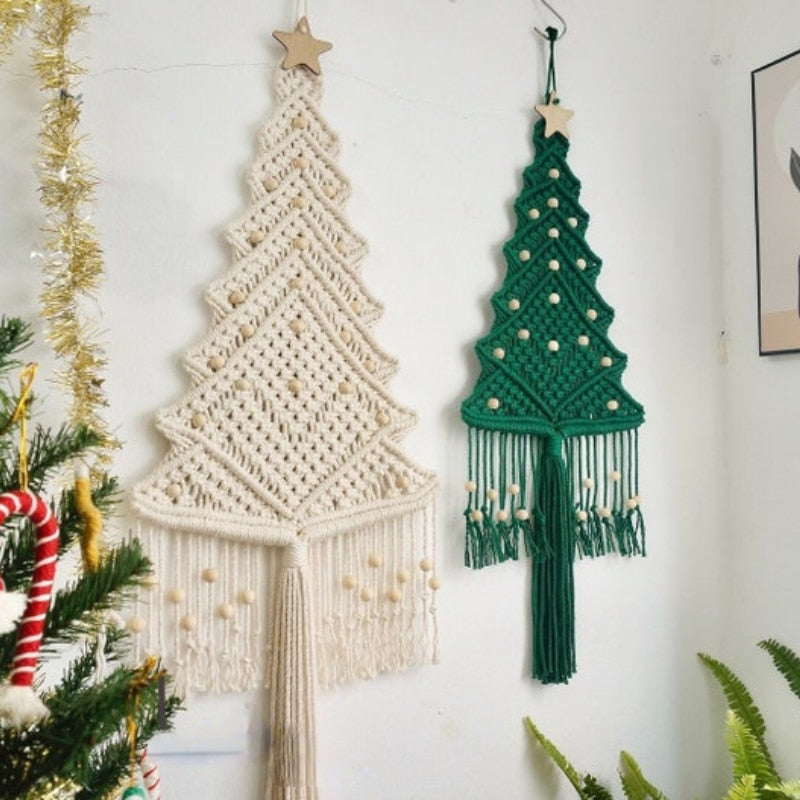 Macrame Boho Christmas Tree with Star Wall Hanging