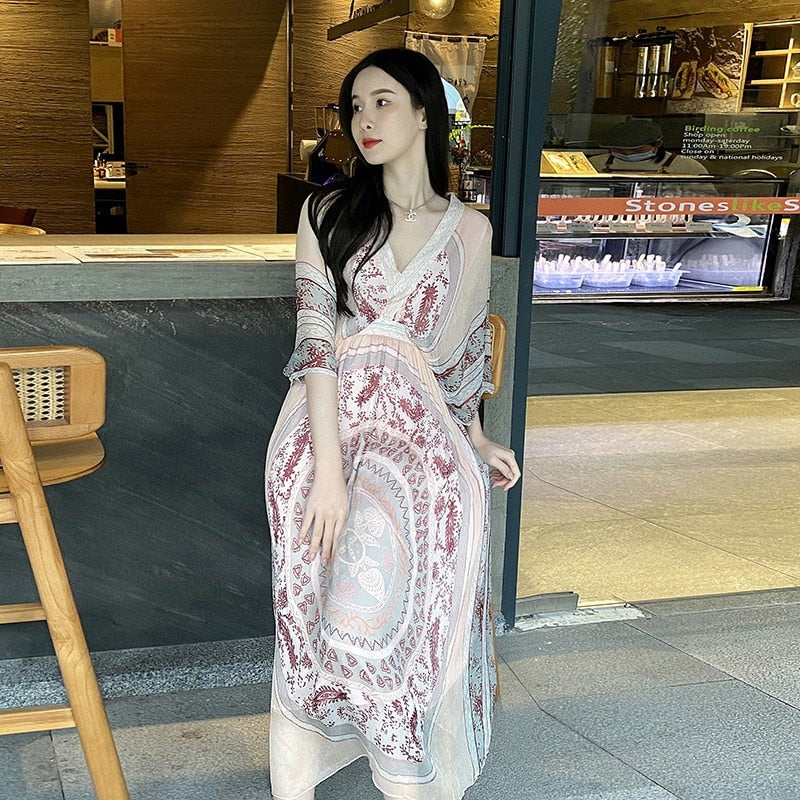 Mulberry Silk Summer Floral Dress